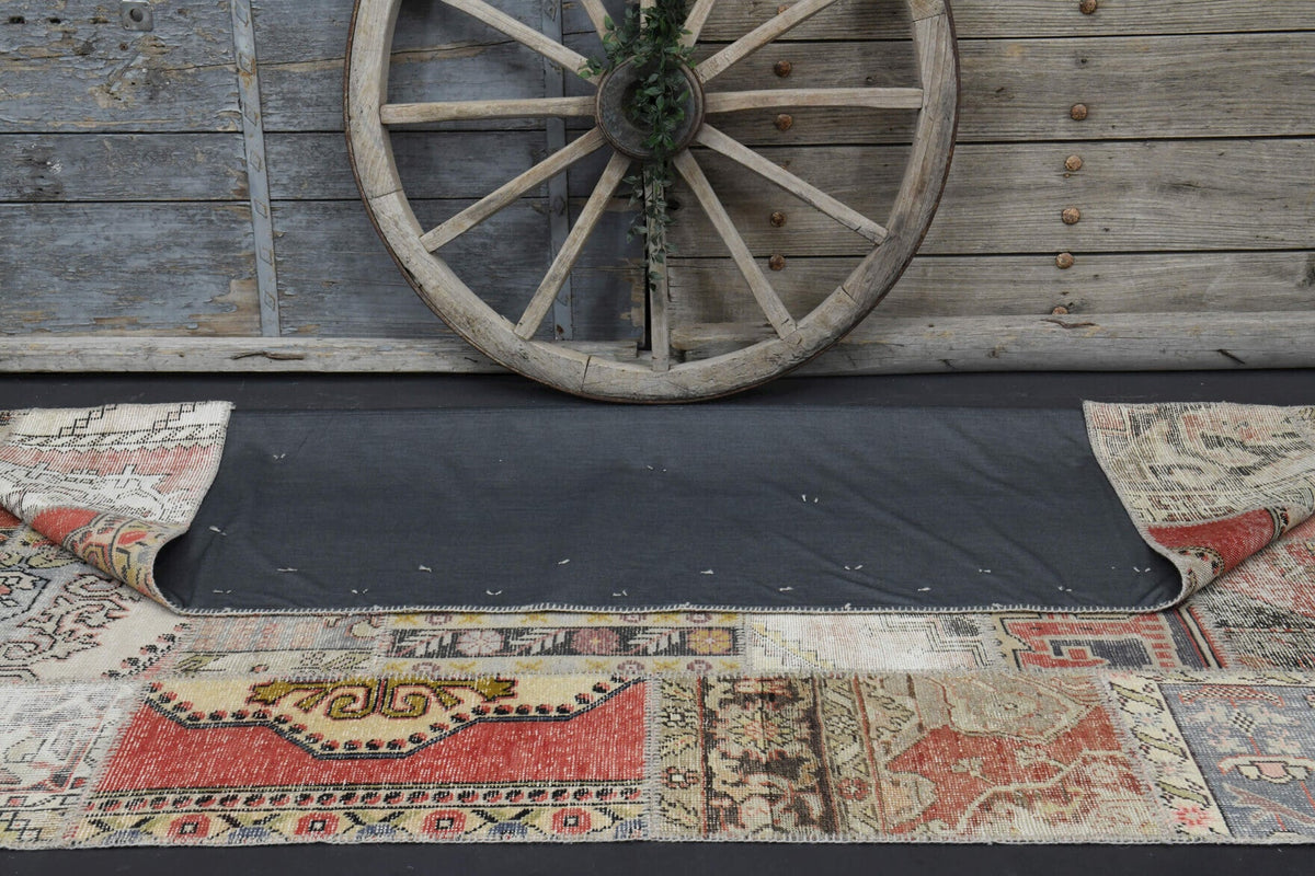 El yapımı vintage halı 201x302 cm oryantal desenli yün