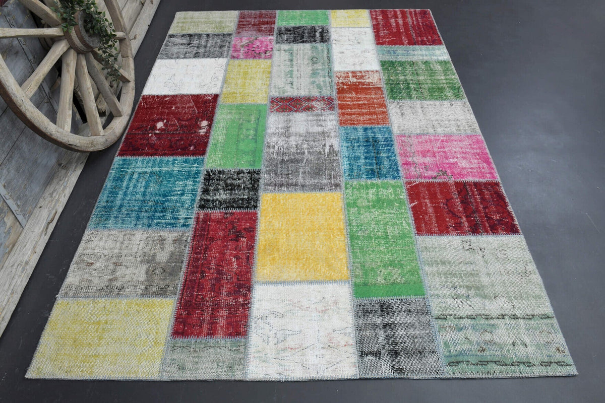 El yapımı vintage halı 201x300 cm çiçek desenli desenli yün - detay görünümü