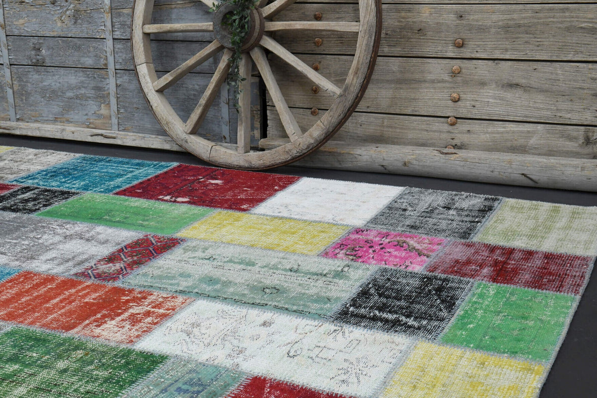 El yapımı vintage halı 201x300 cm çiçek desenli desenli yün - desen detayı