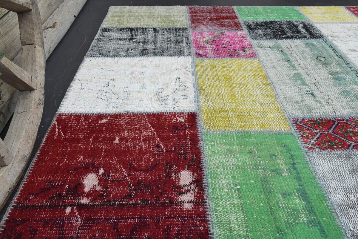 El yapımı vintage halı 201x300 cm çiçek desenli desenli yün - mekan görünümü