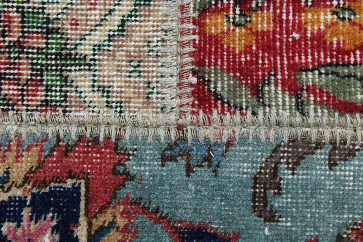 El yapımı vintage halı 201x300 cm patchwork tasarım desenli yün - açık alan görünümü