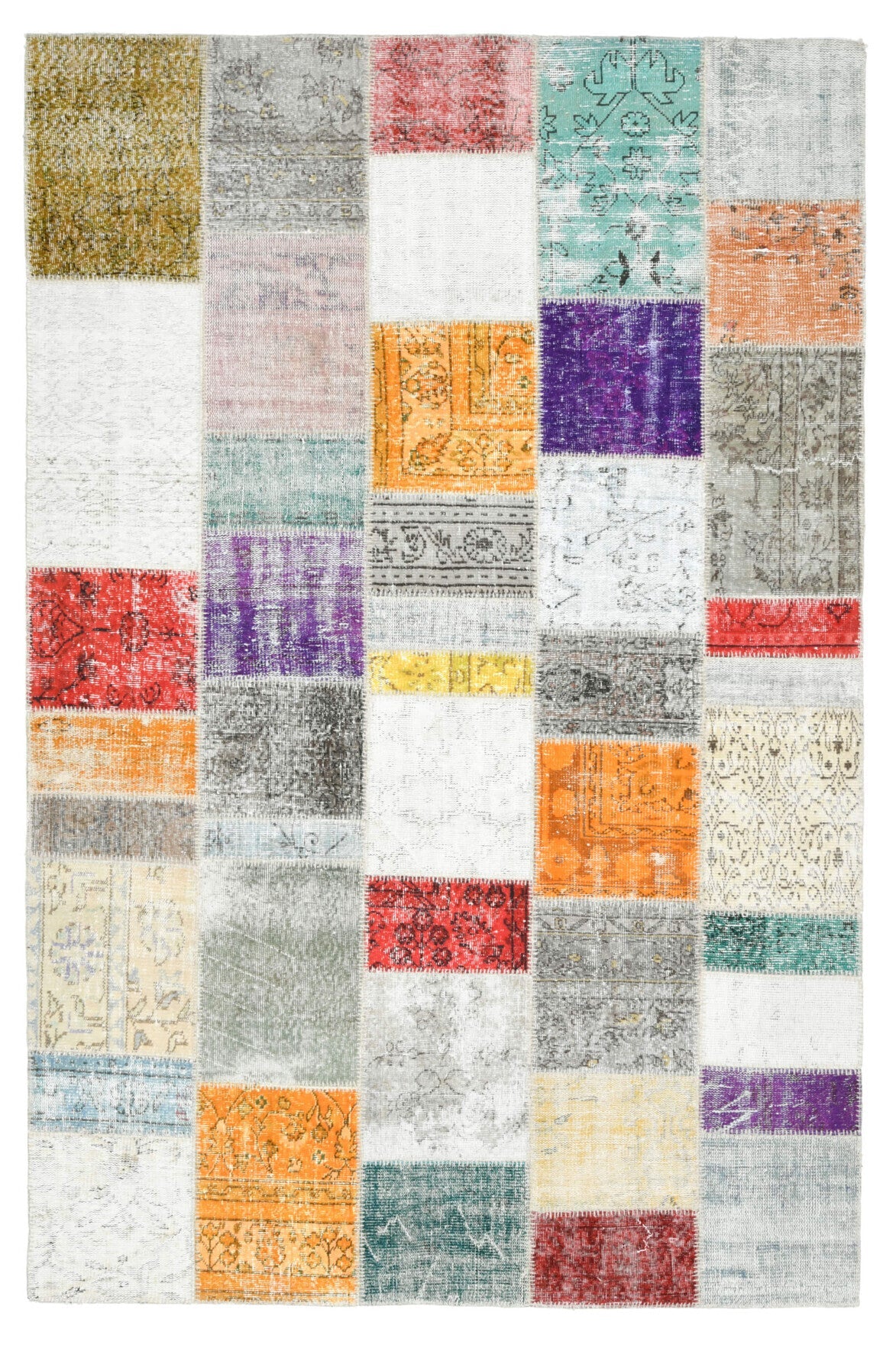 El yapımı vintage halı 198x305 cm oryantal desenli yün - detay görünümü