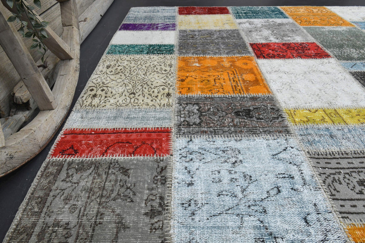 El yapımı vintage halı 198x305 cm oryantal desenli yün - farklı açıdan görünüm