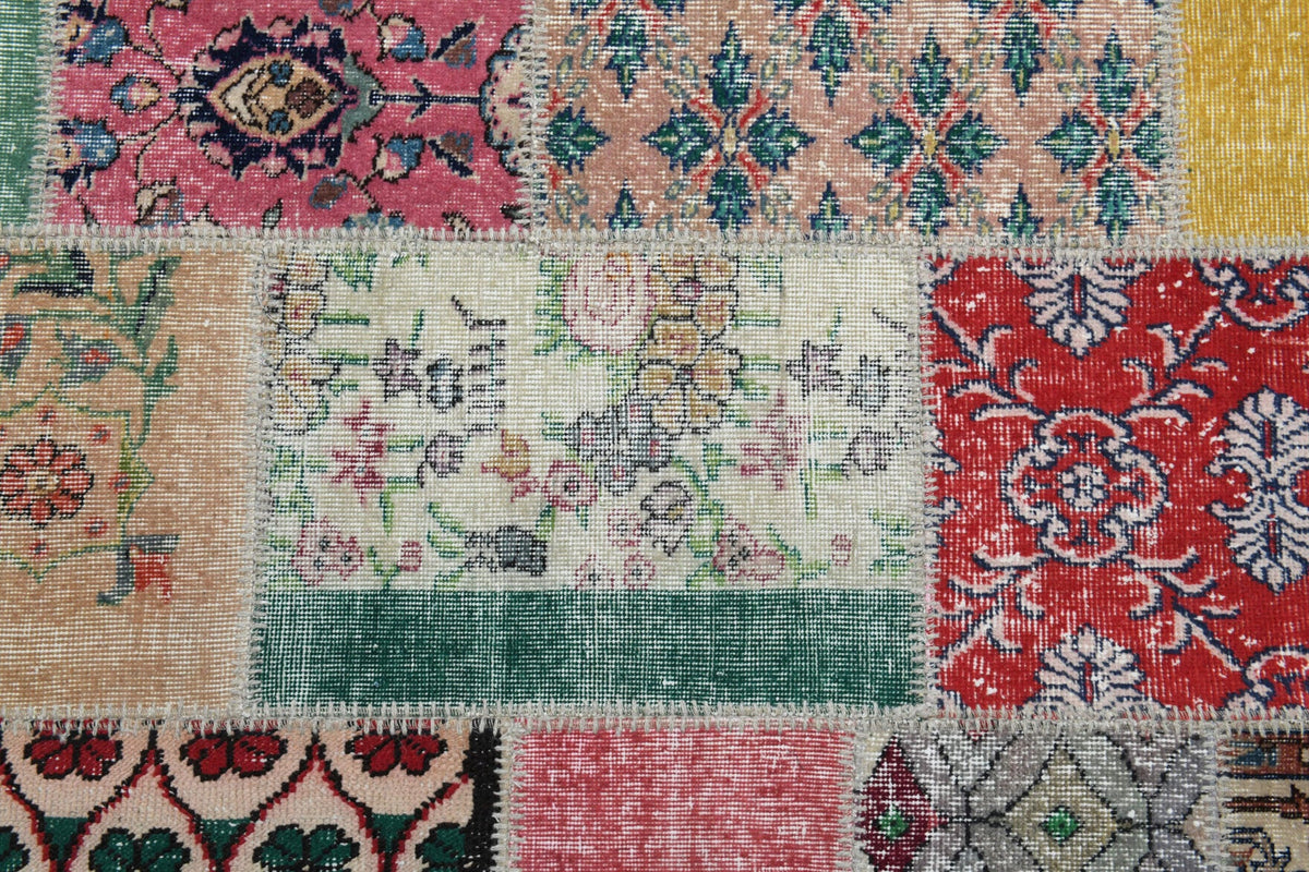 El yapımı vintage halı 203x305 cm oryantal desenli yün - üstten görünüm