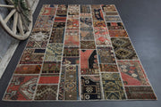 El yapımı vintage halı 201x302 cm oryantal desenli yün - detay görünümü
