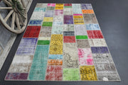 El yapımı vintage halı 201x300 cm düz desenli yün - detay görünümü