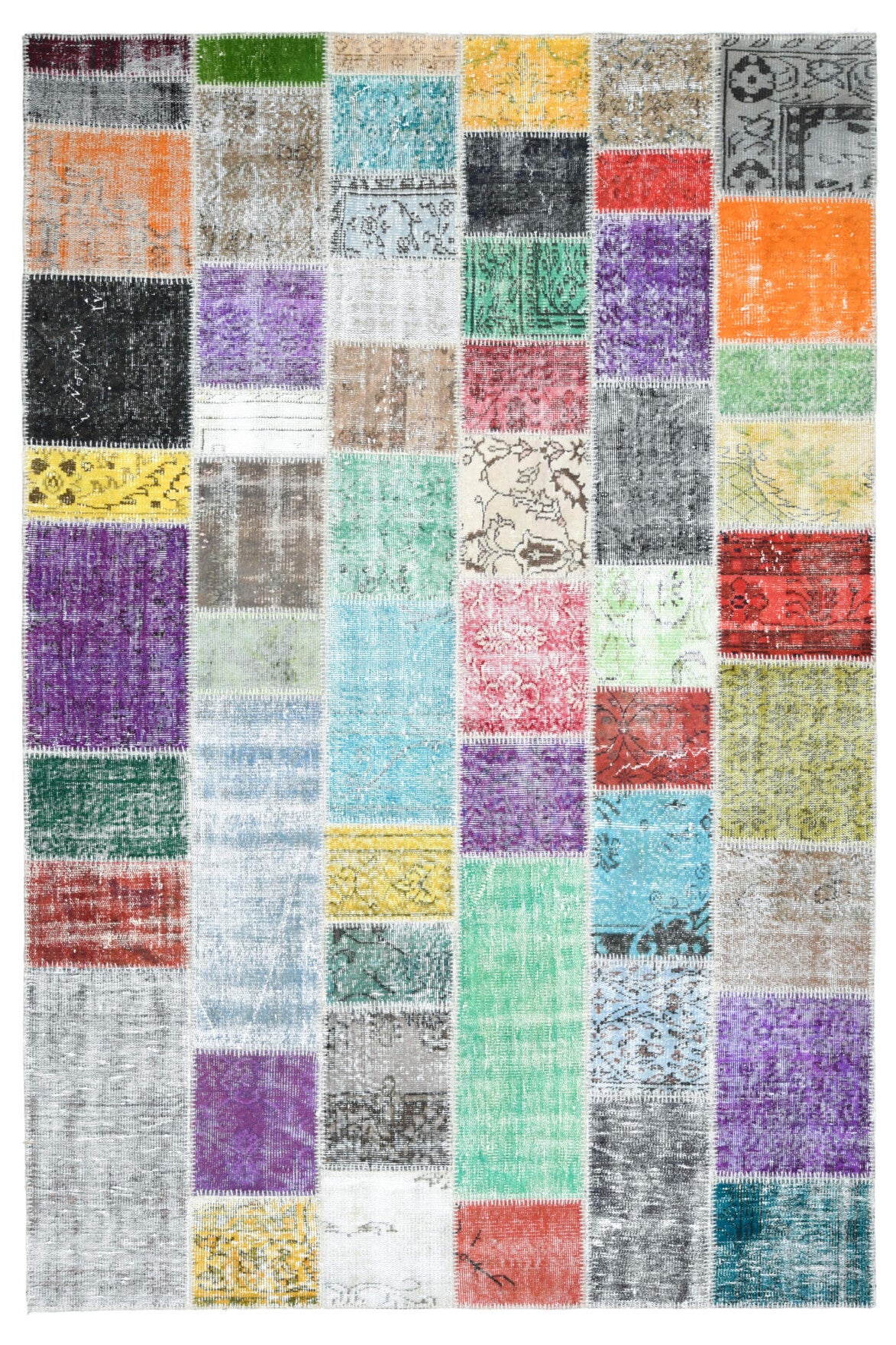 El yapımı vintage halı 196x292 cm oryantal desenli yün - detay görünümü
