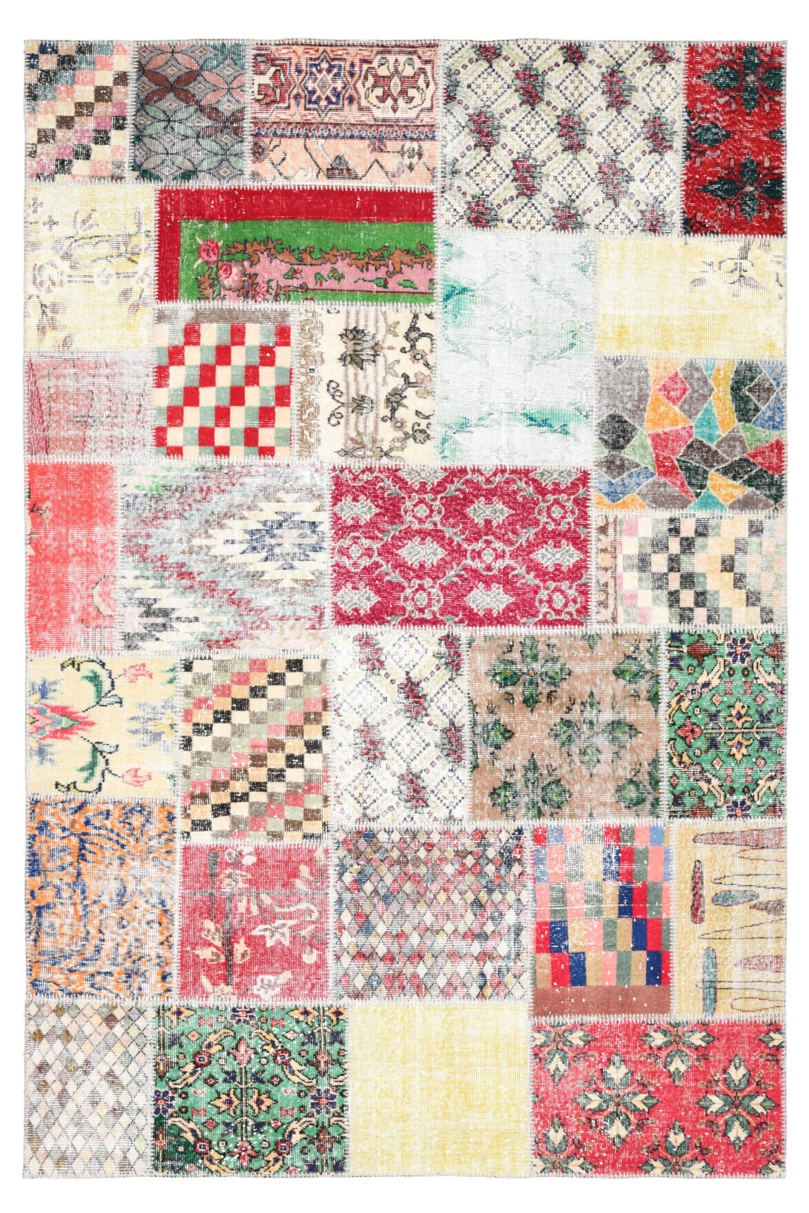 El yapımı vintage halı 198x295 cm oryantal desenli yün - detay görünümü