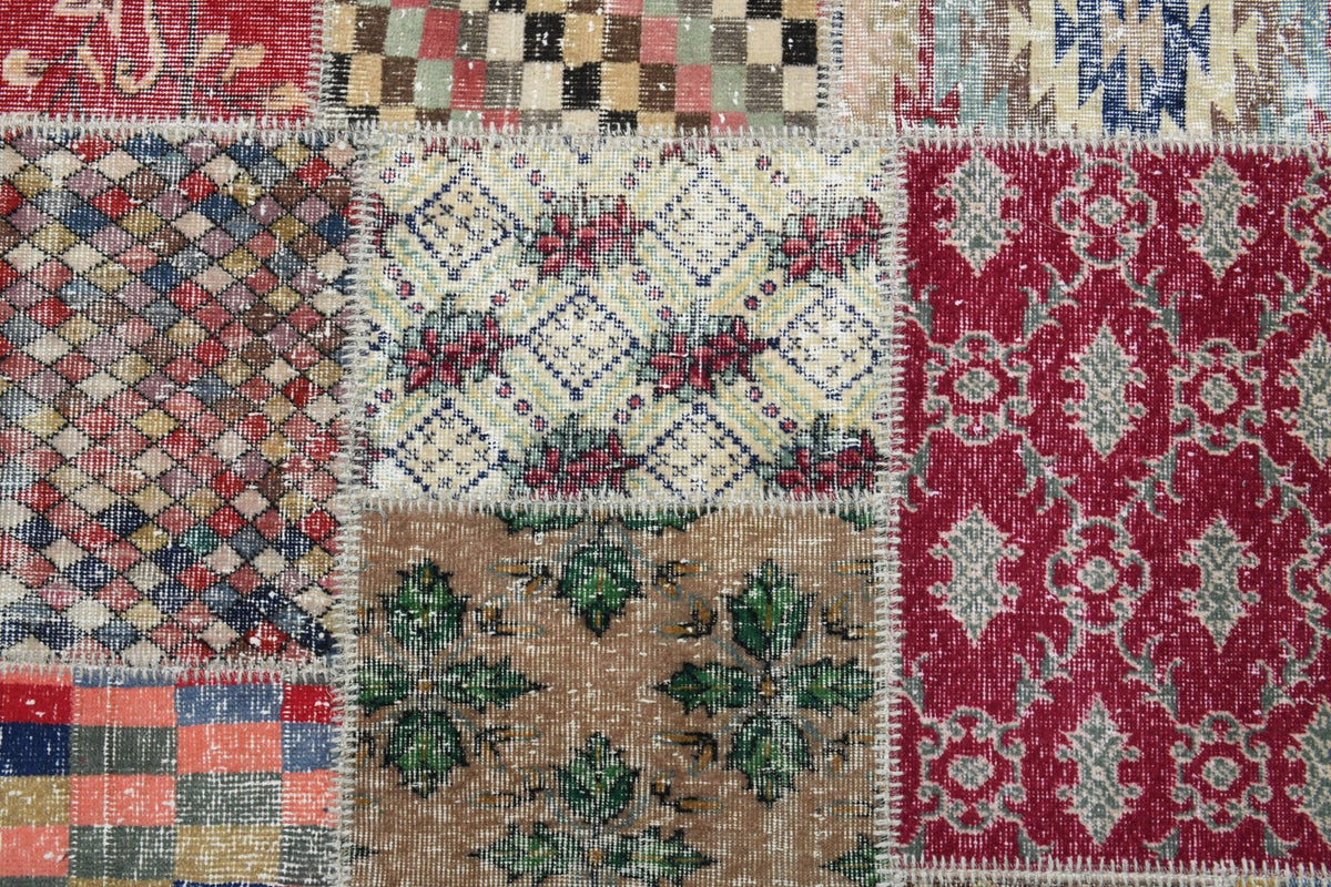 El yapımı vintage halı 198x295 cm oryantal desenli yün - farklı açıdan görünüm