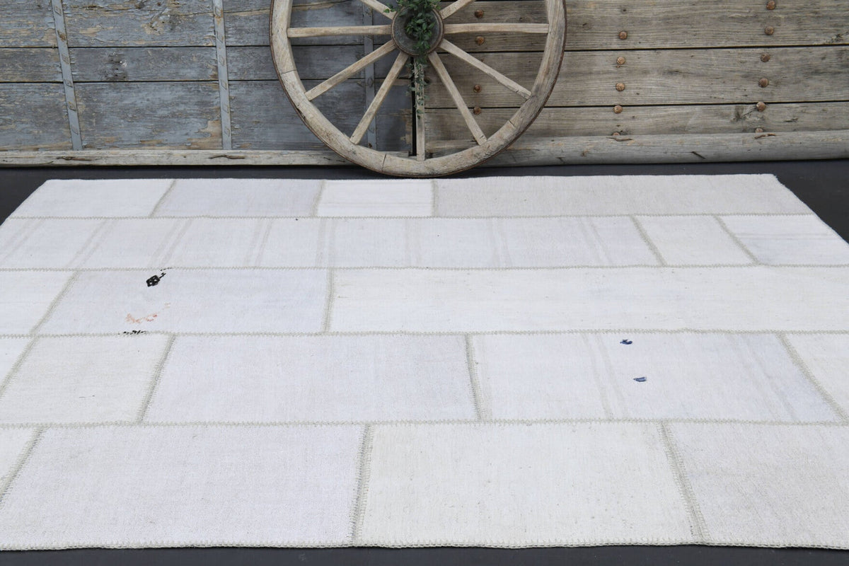 El yapımı vintage halı 244x295 cm düz desenli yün - desen detayı