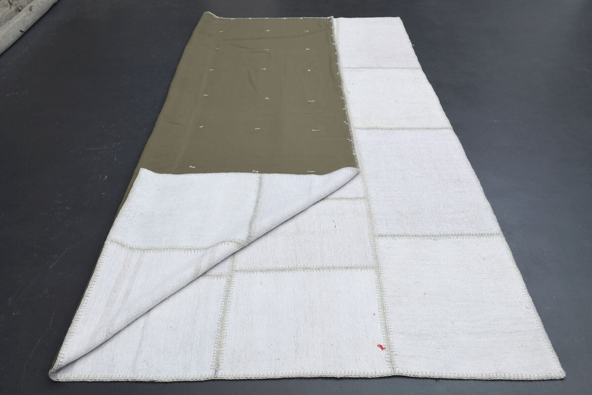 El yapımı vintage halı 244x295 cm düz desenli yün
