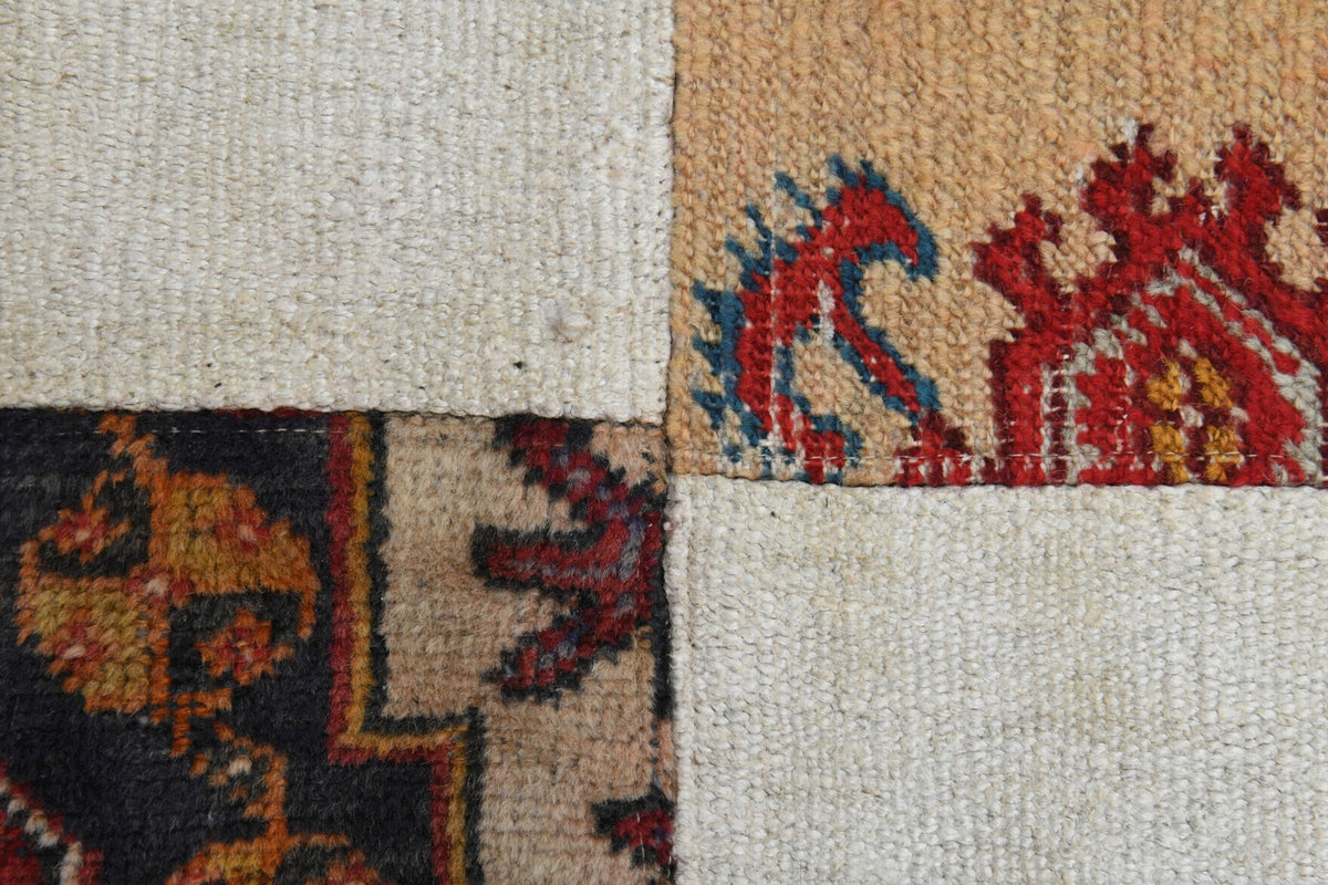 El yapımı vintage halı 196x279 cm i̇kat desenli yün - farklı açıdan görünüm