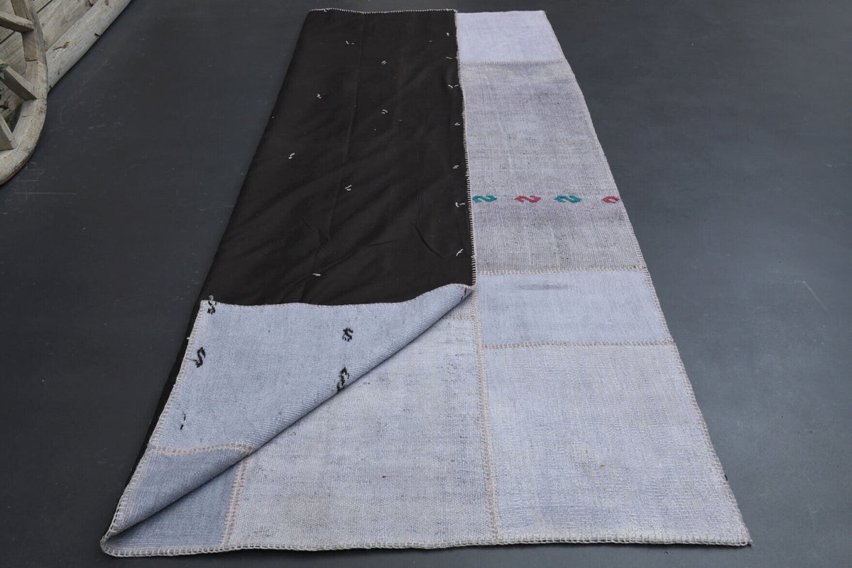 El yapımı vintage halı 196x302 cm düz desenli yün