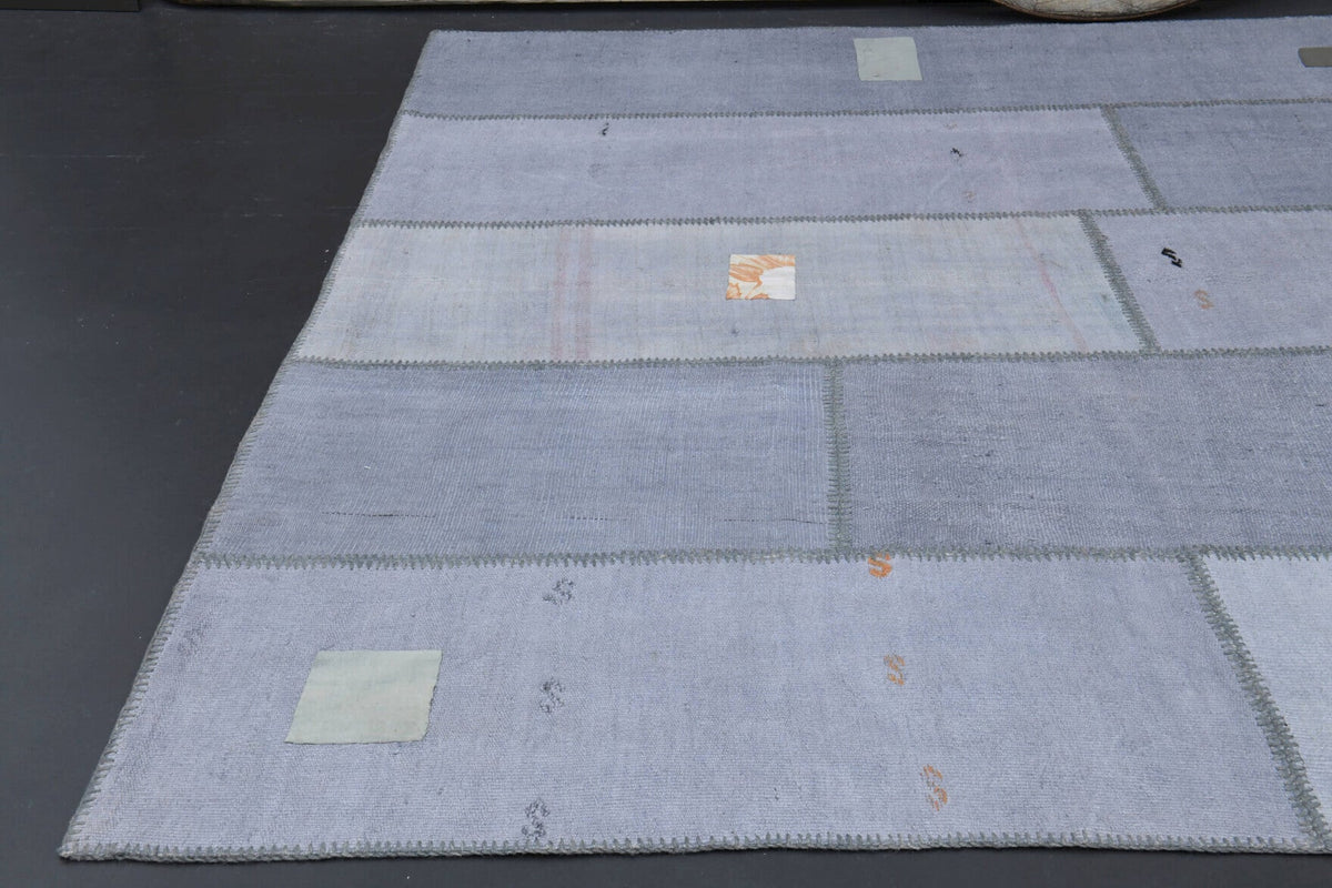 El yapımı vintage halı 249x307 cm oryantal desenli yün - kenar ve saçak detayı