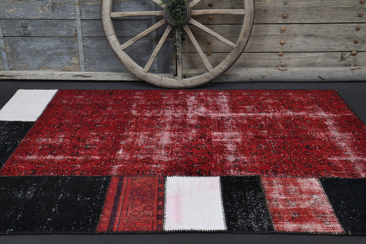 El yapımı vintage halı 170x254 cm oryantal desenli yün - desen detayı