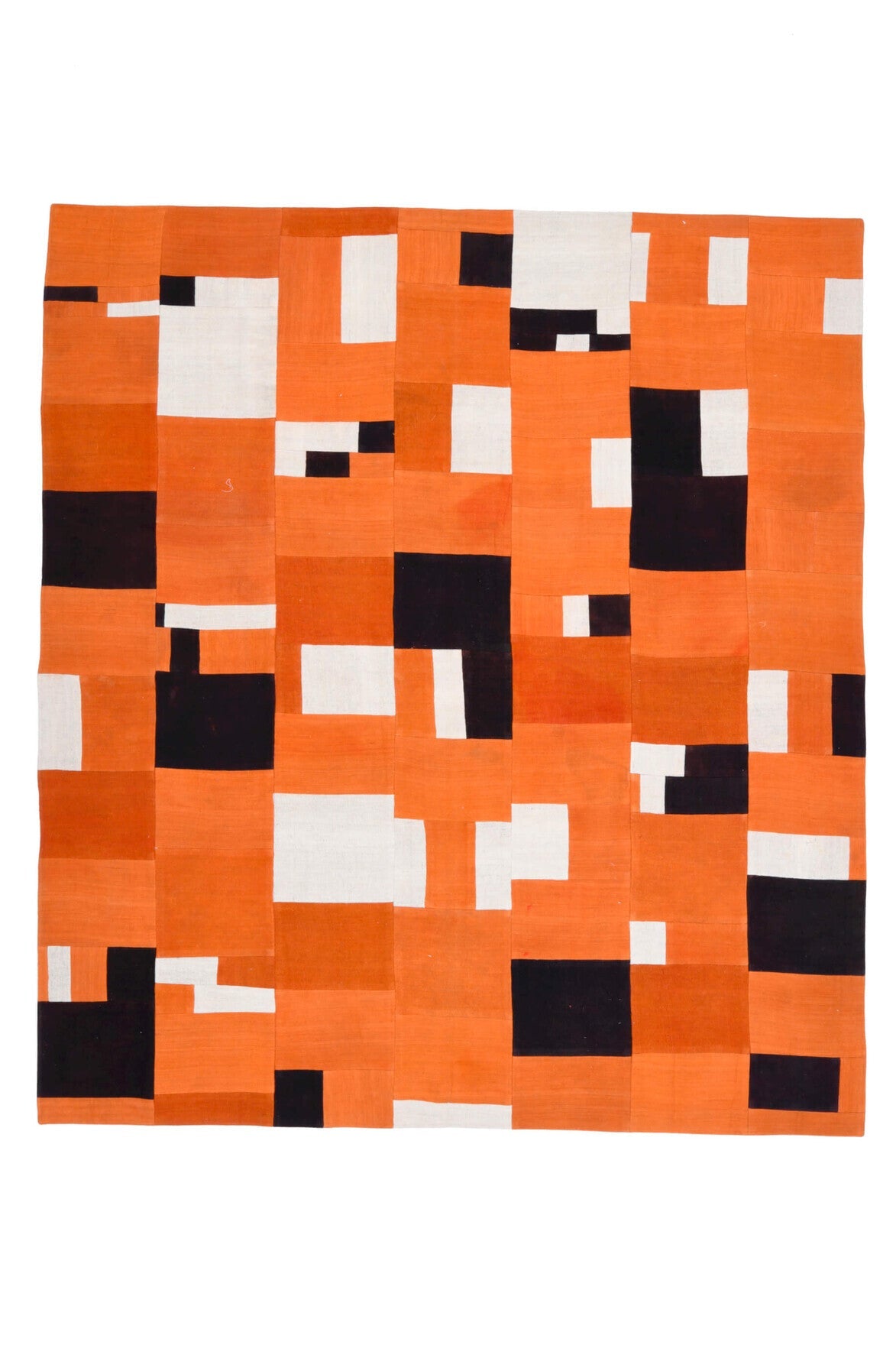 El yapımı vintage halı 201x226 cm oryantal desenli yün - detay görünümü