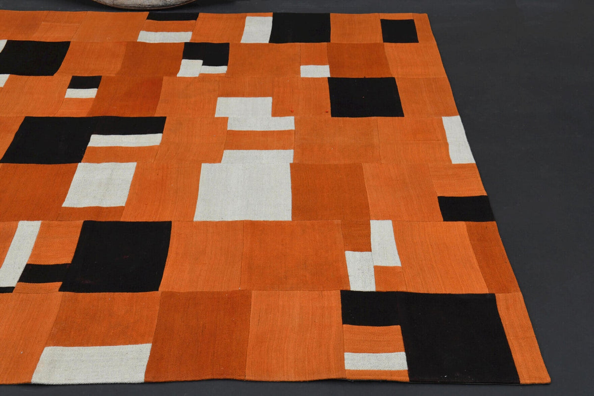 El yapımı vintage halı 201x226 cm oryantal desenli yün - mekan görünümü