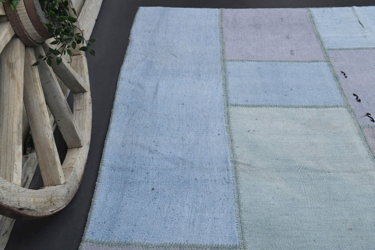 El yapımı vintage halı 198x302 cm oryantal desenli yün - üstten görünüm