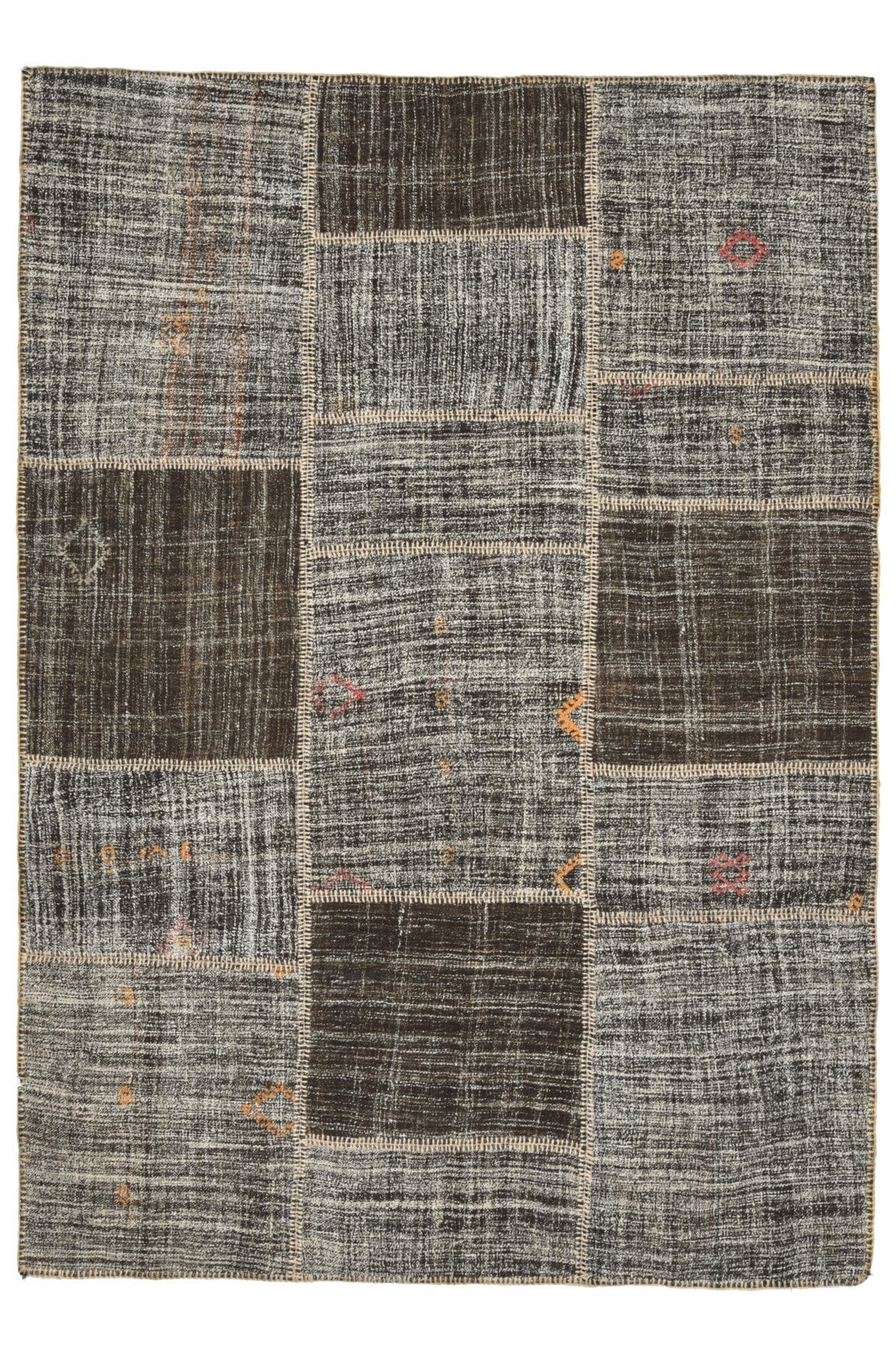 El yapımı vintage halı 173x244 cm oryantal desenli yün - detay görünümü