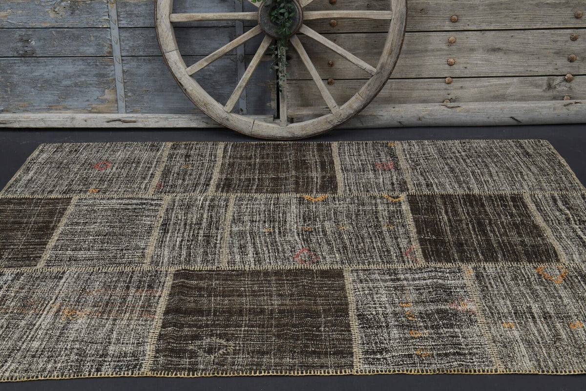 El yapımı vintage halı 173x244 cm oryantal desenli yün - desen detayı