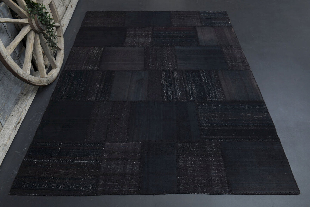 El yapımı vintage halı 201x295 cm oryantal desenli yün - detay görünümü