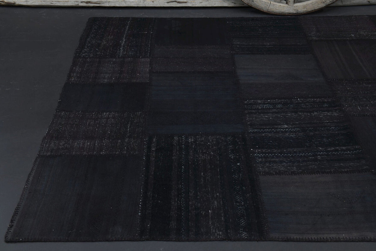 El yapımı vintage halı 201x295 cm oryantal desenli yün - kenar ve saçak detayı