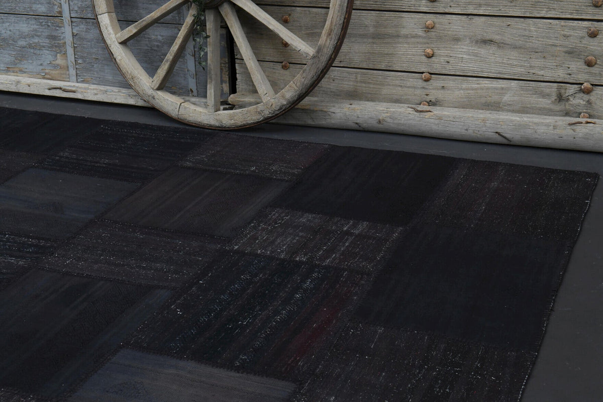 El yapımı vintage halı 201x295 cm oryantal desenli yün - üstten görünüm