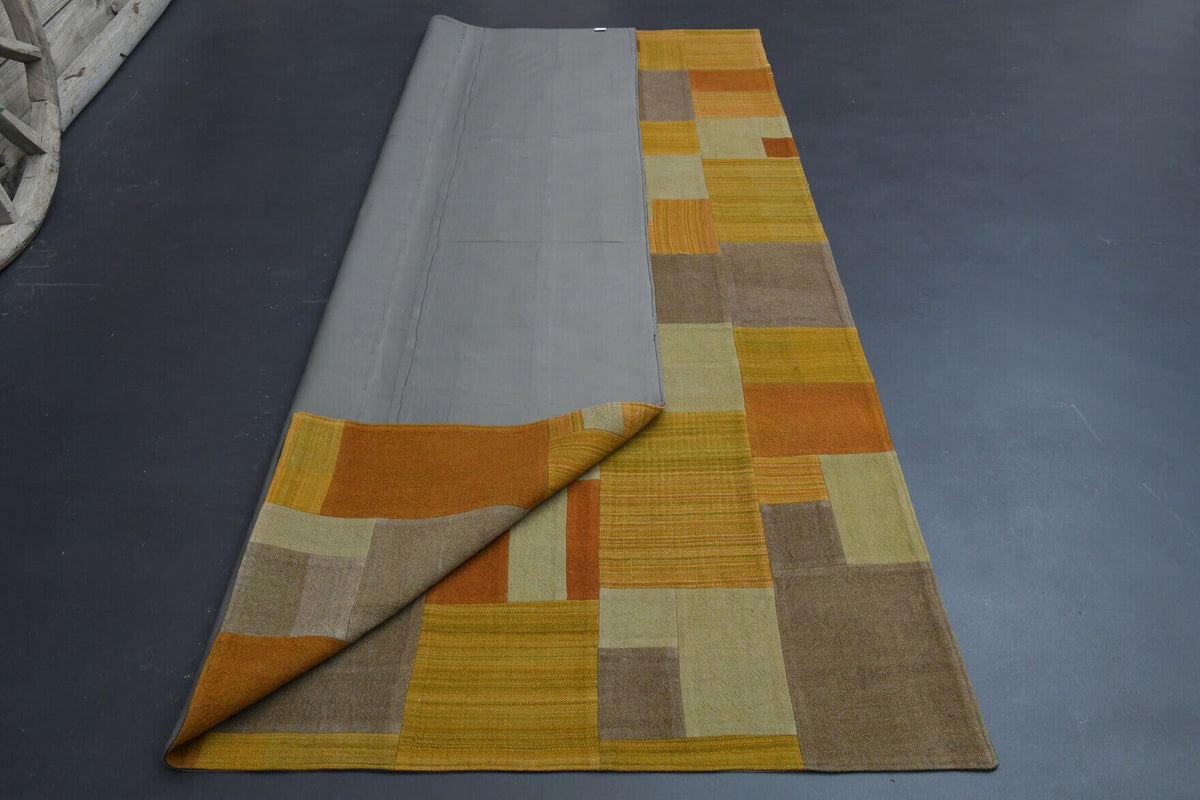 Muted Yellow - Mid Century Vintage Kilim Patchwork Rug