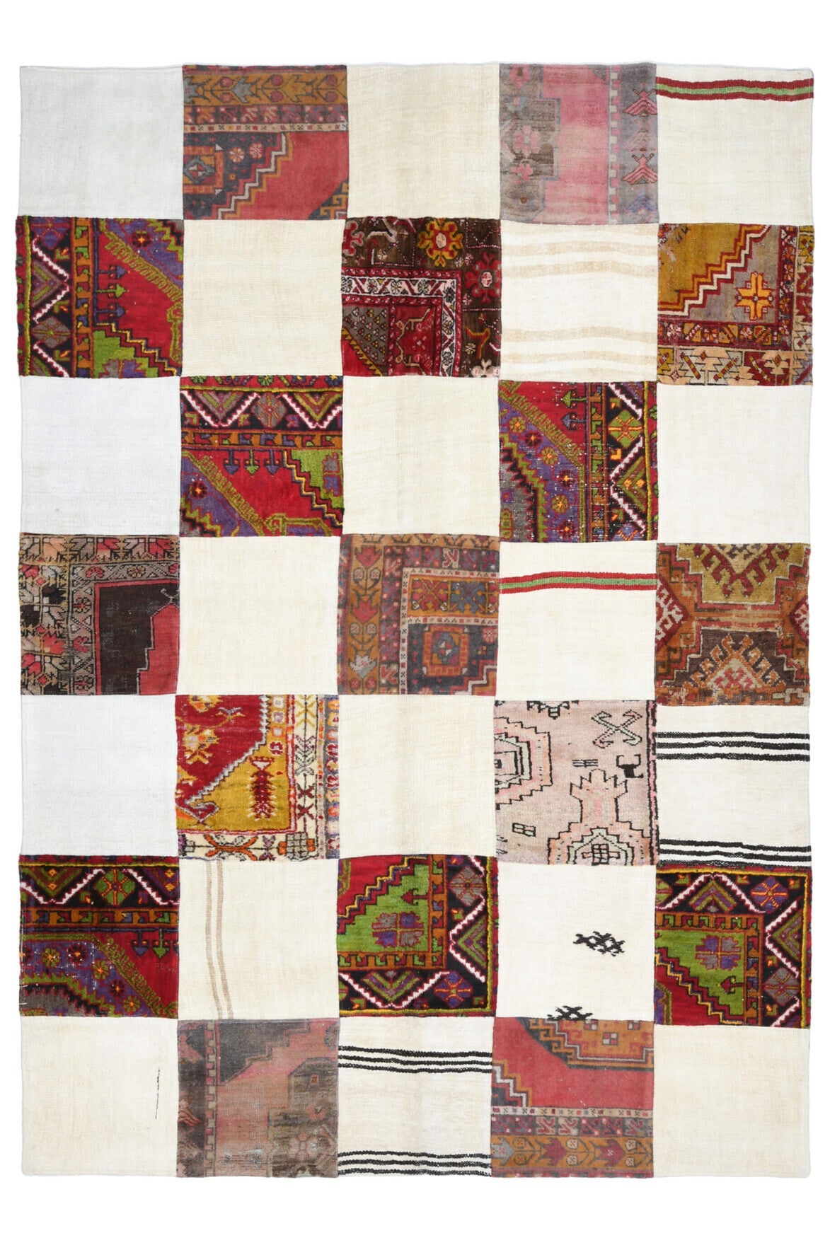El yapımı vintage halı 183x274 cm oryantal desenli yün - detay görünümü