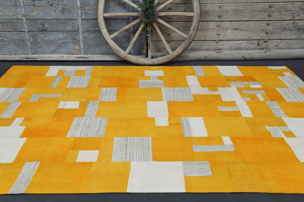 El yapımı vintage halı 216x320 cm oryantal desenli yün - desen detayı