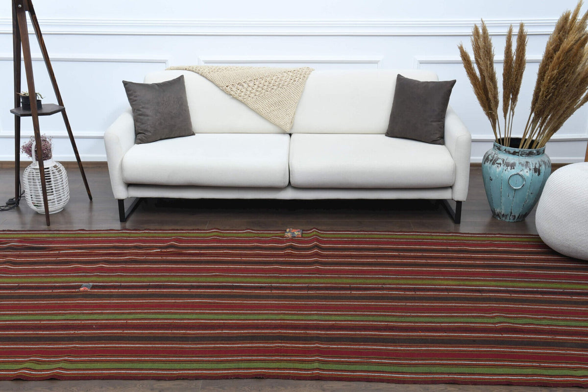 El yapımı vintage yolluk 140x351 cm oryantal desenli yün