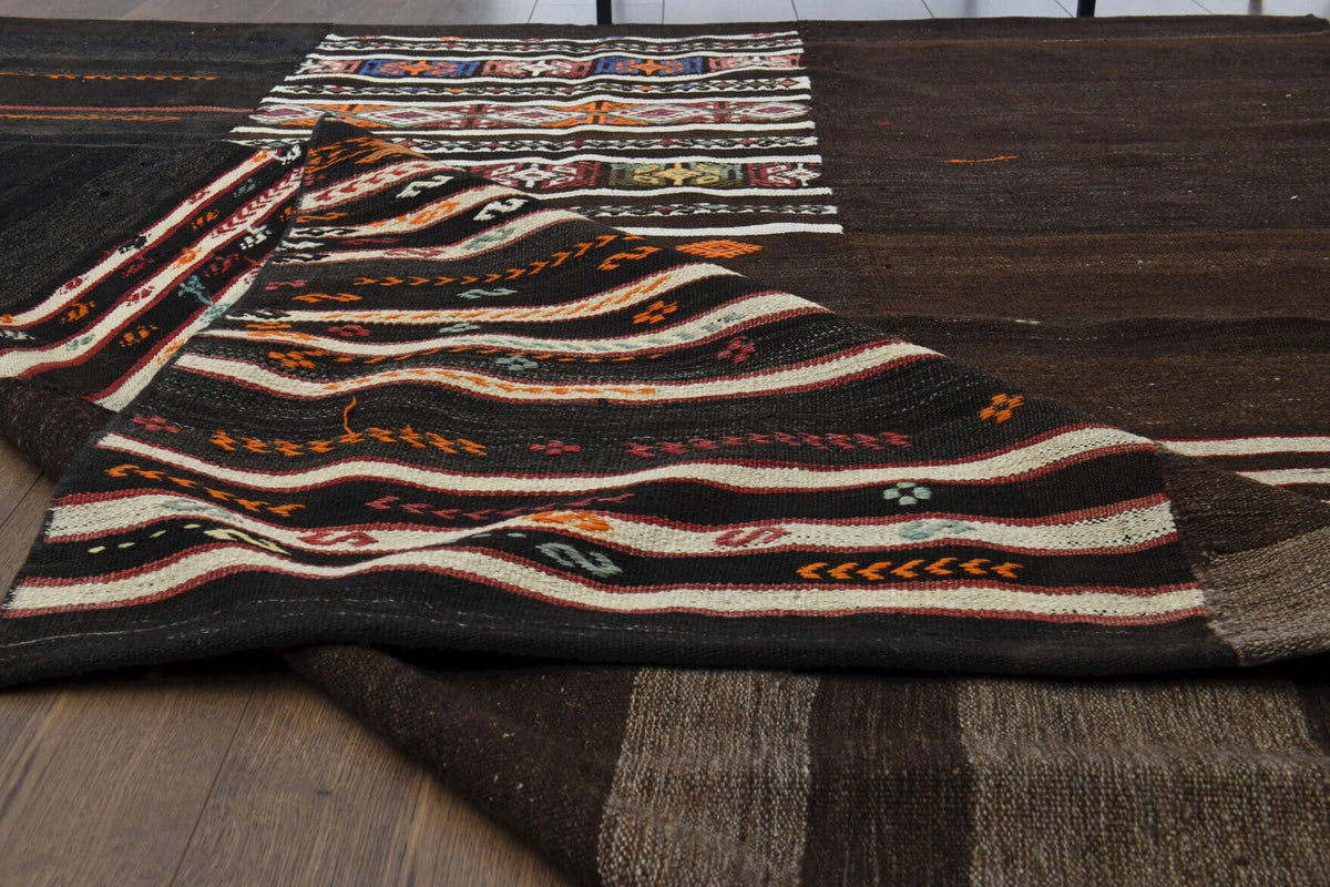 El yapımı vintage halı 198x231 cm oryantal desenli yün - desen detayı