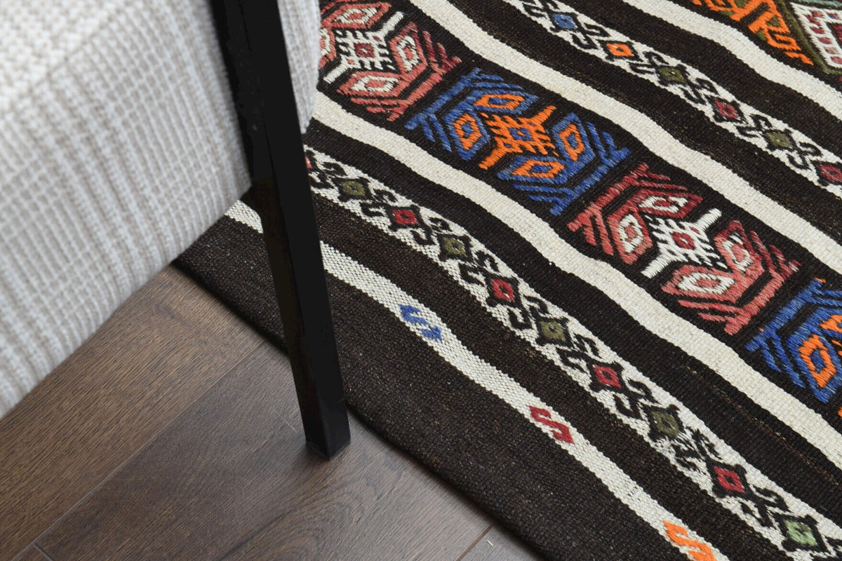 El yapımı vintage halı 198x231 cm oryantal desenli yün - üstten görünüm