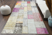 1960'lardan Anadolu kökenli çiçek desenli patchwork vintage yolluk, 160x360 cm