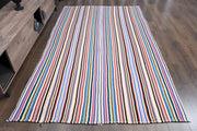 El yapımı vintage halı 163x279 cm çizgili desenli yün - detay görünümü