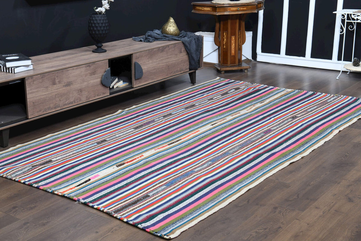 Handmade Vintage Area Kilim Rug