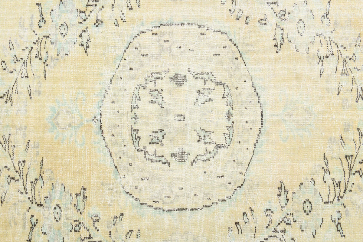 El yapımı vintage halı 183x274 cm madalyonlu desenli yün - desen detayı