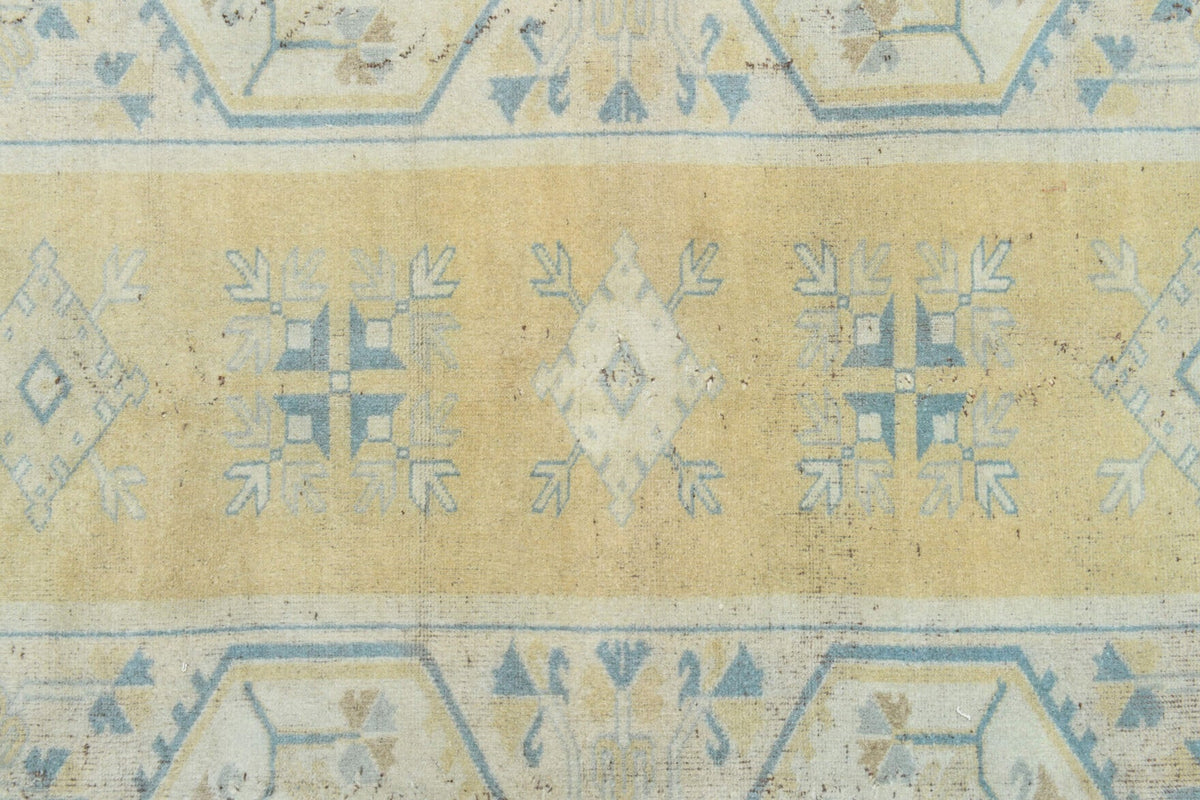 El yapımı vintage halı 198x277 cm i̇kat desenli yün - desen detayı