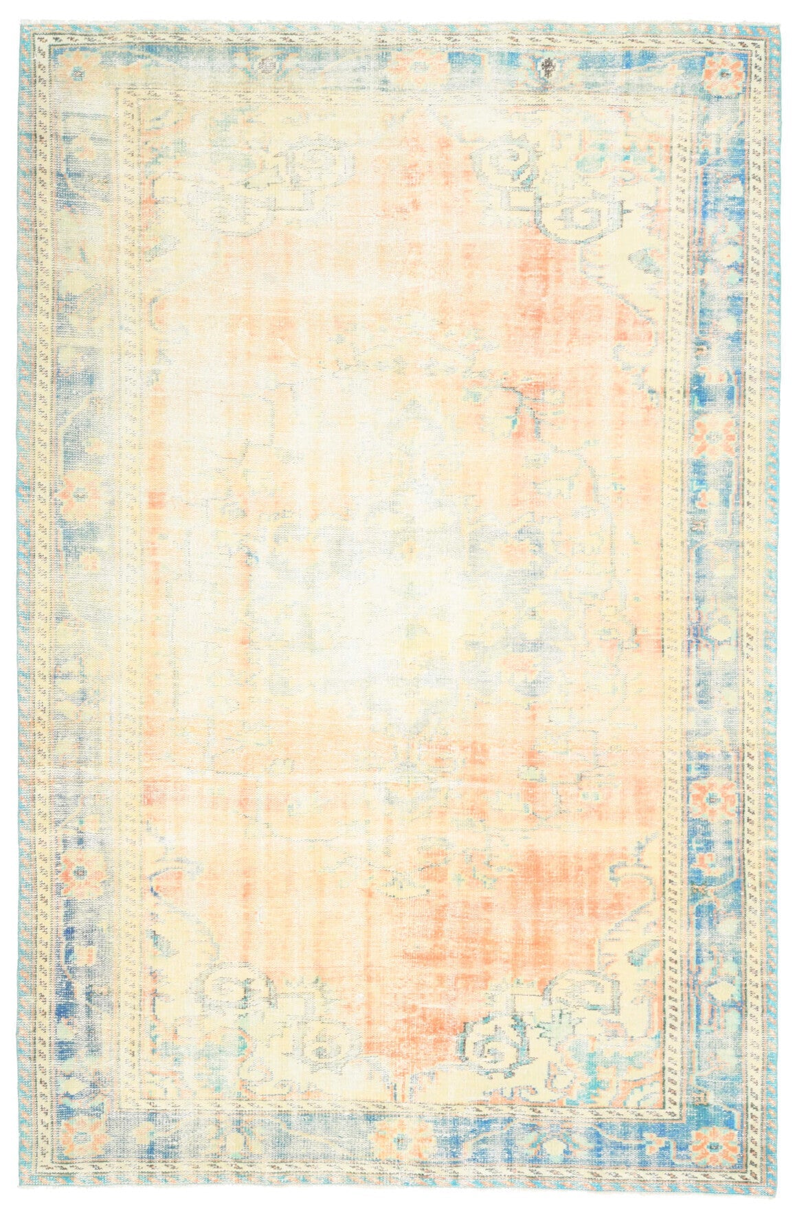 Handmade Antique Distressed Anatolian Area Rug