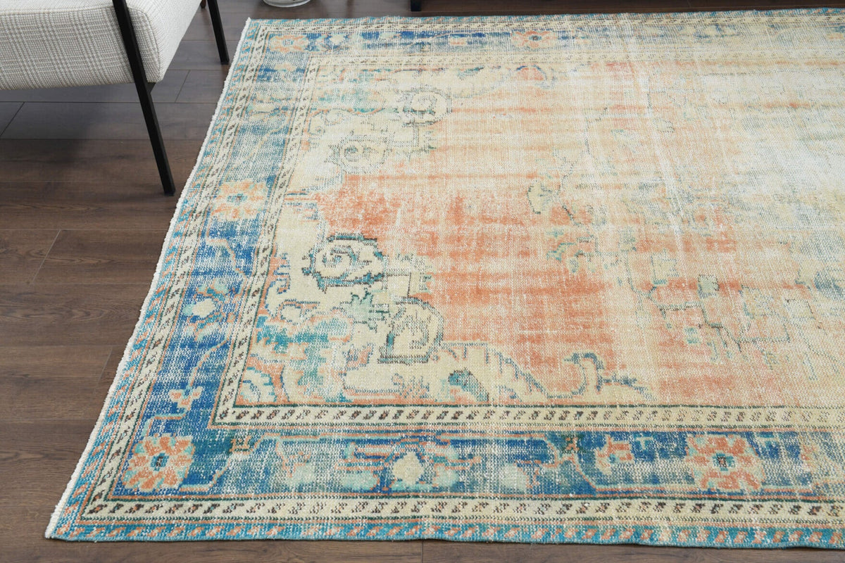 El yapımı vintage halı 183x274 cm oryantal desenli yün - desen detayı
