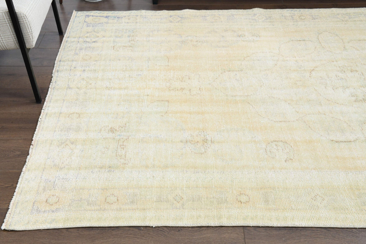 Beige Ecru Handmade Antique Area Rug