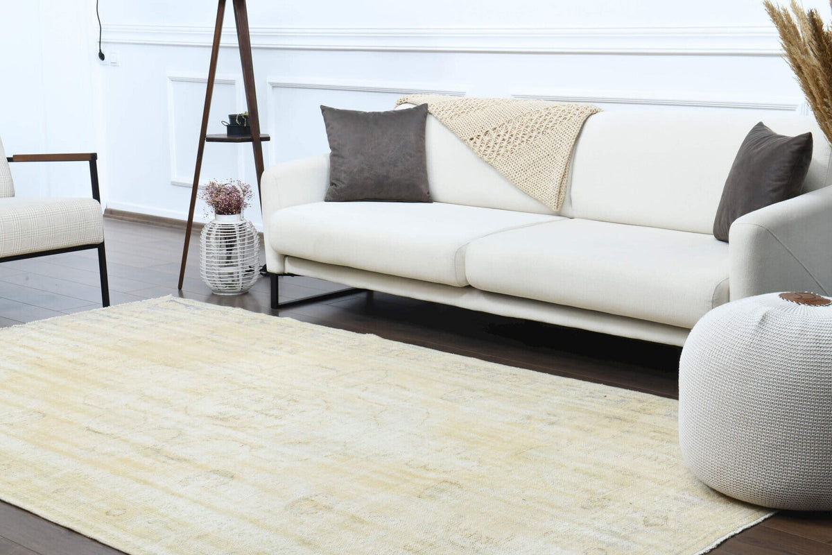 Beige Ecru Handmade Antique Area Rug