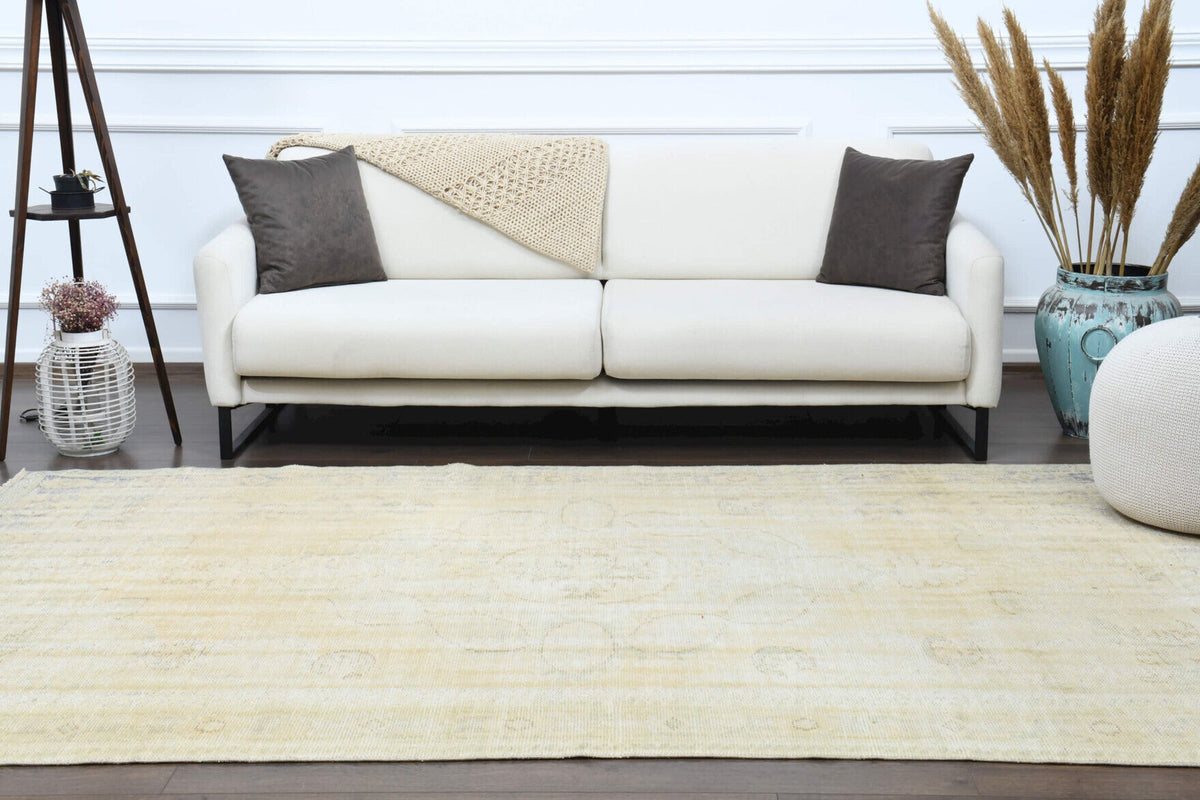 Beige Ecru Handmade Antique Area Rug