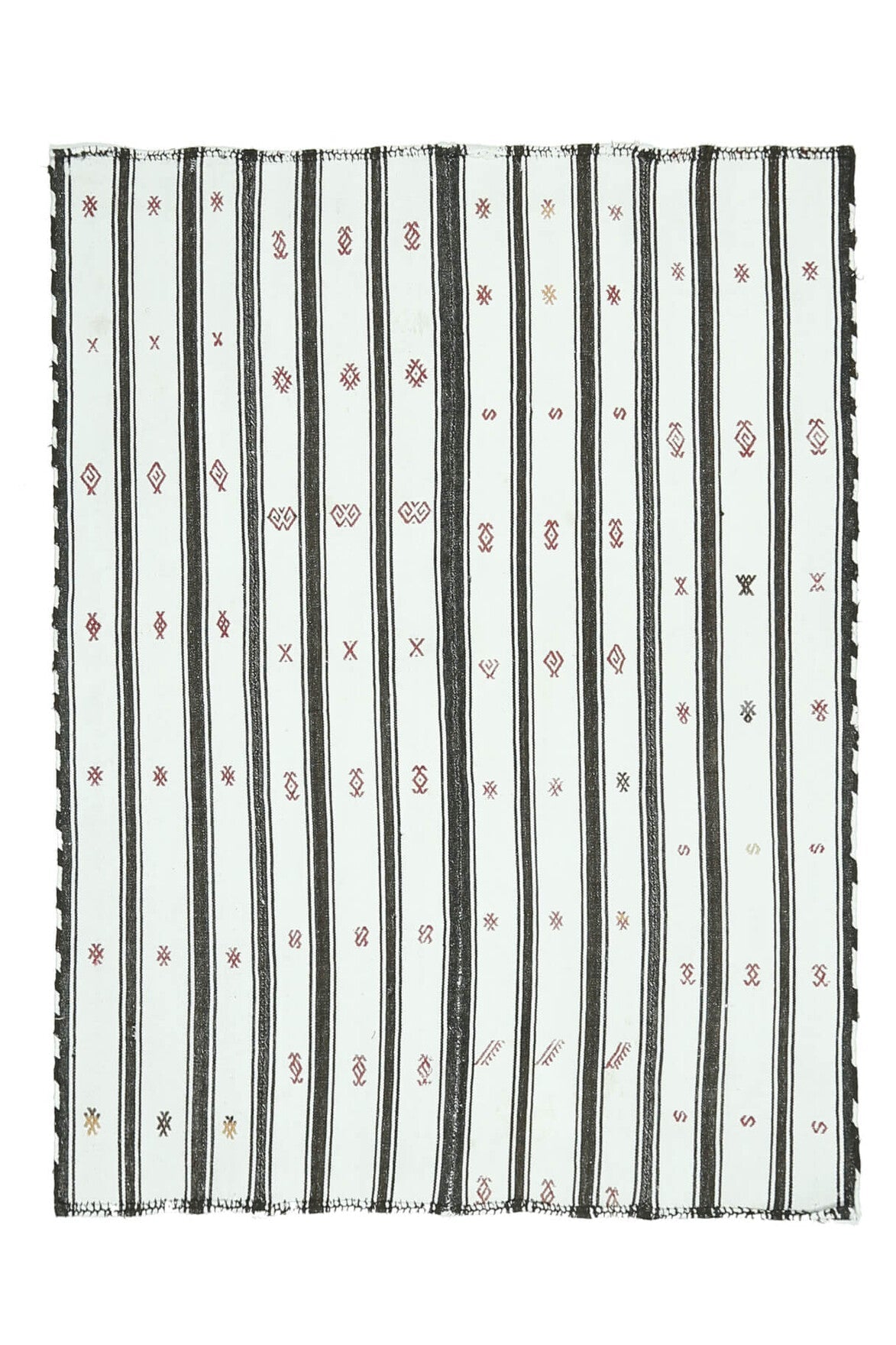 El yapımı vintage halı 155x201 cm çizgili desenli yün - ışık altında renk detayı