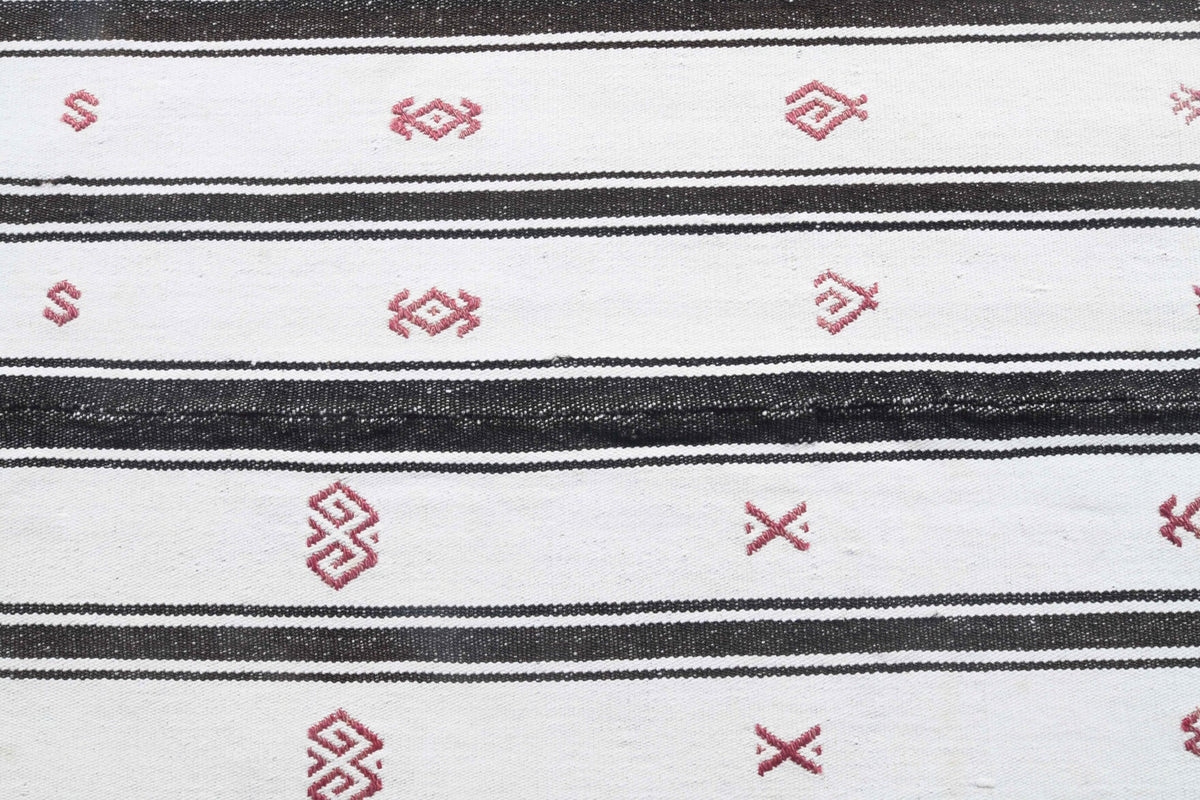 El yapımı vintage halı 155x201 cm çizgili desenli yün - üstten görünüm