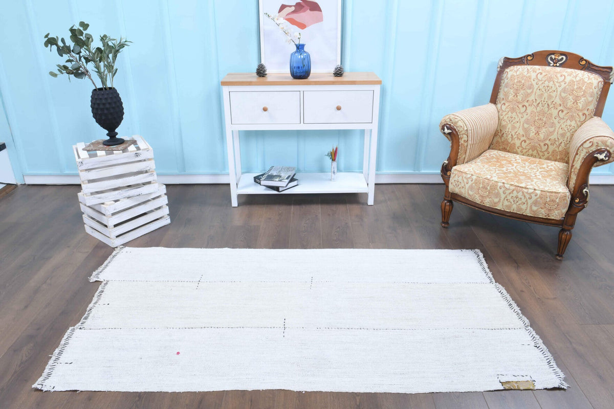 El yapımı vintage yolluk 102x211 cm düz desenli yün - detay görünümü