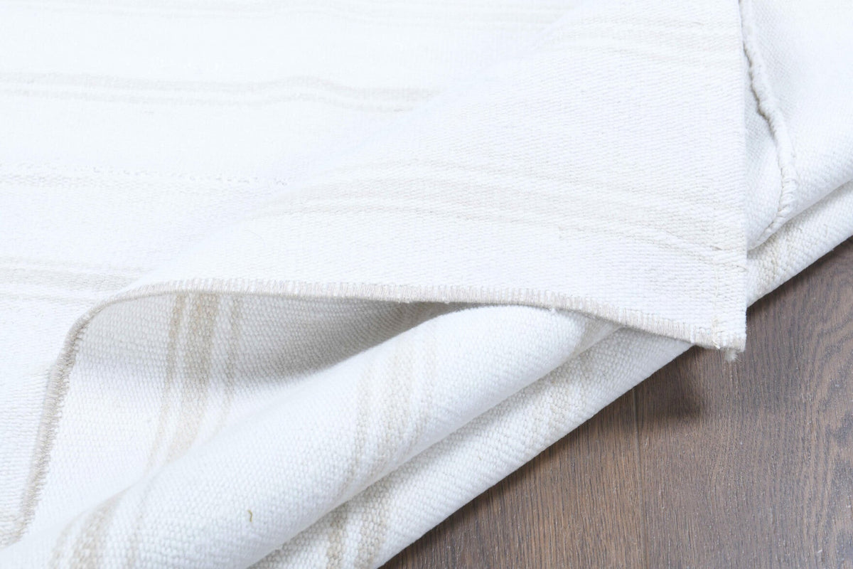 El yapımı vintage halı 142x226 cm çizgili desenli yün - farklı açıdan görünüm