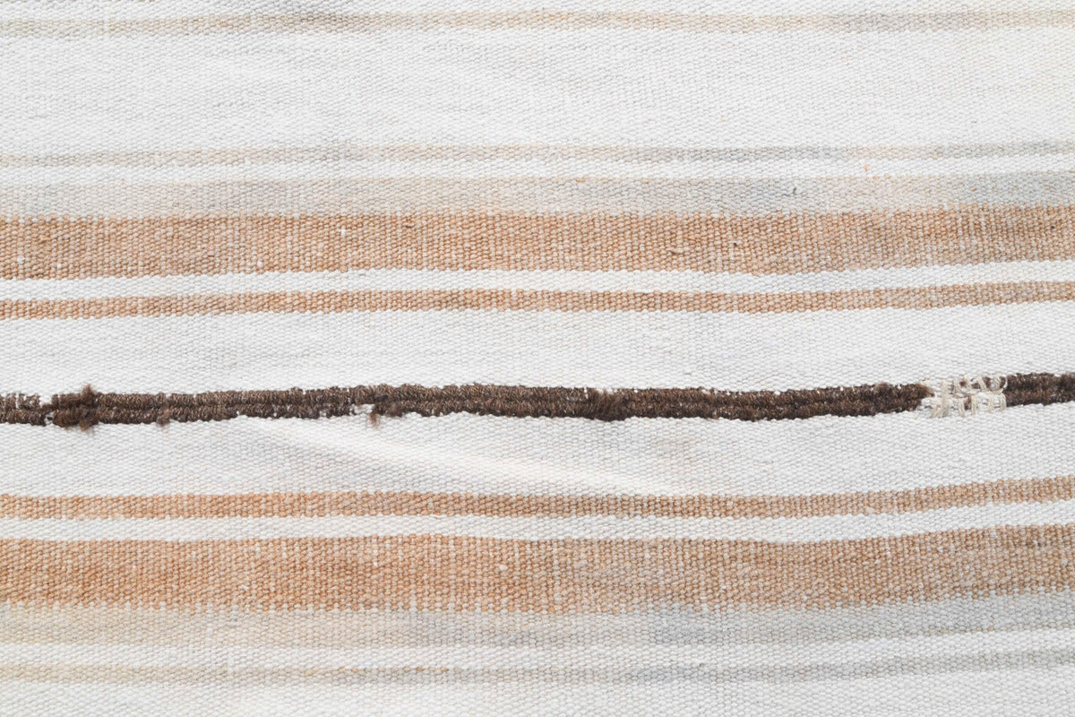 El yapımı vintage halı 155x203 cm çizgili desenli yün - üstten görünüm
