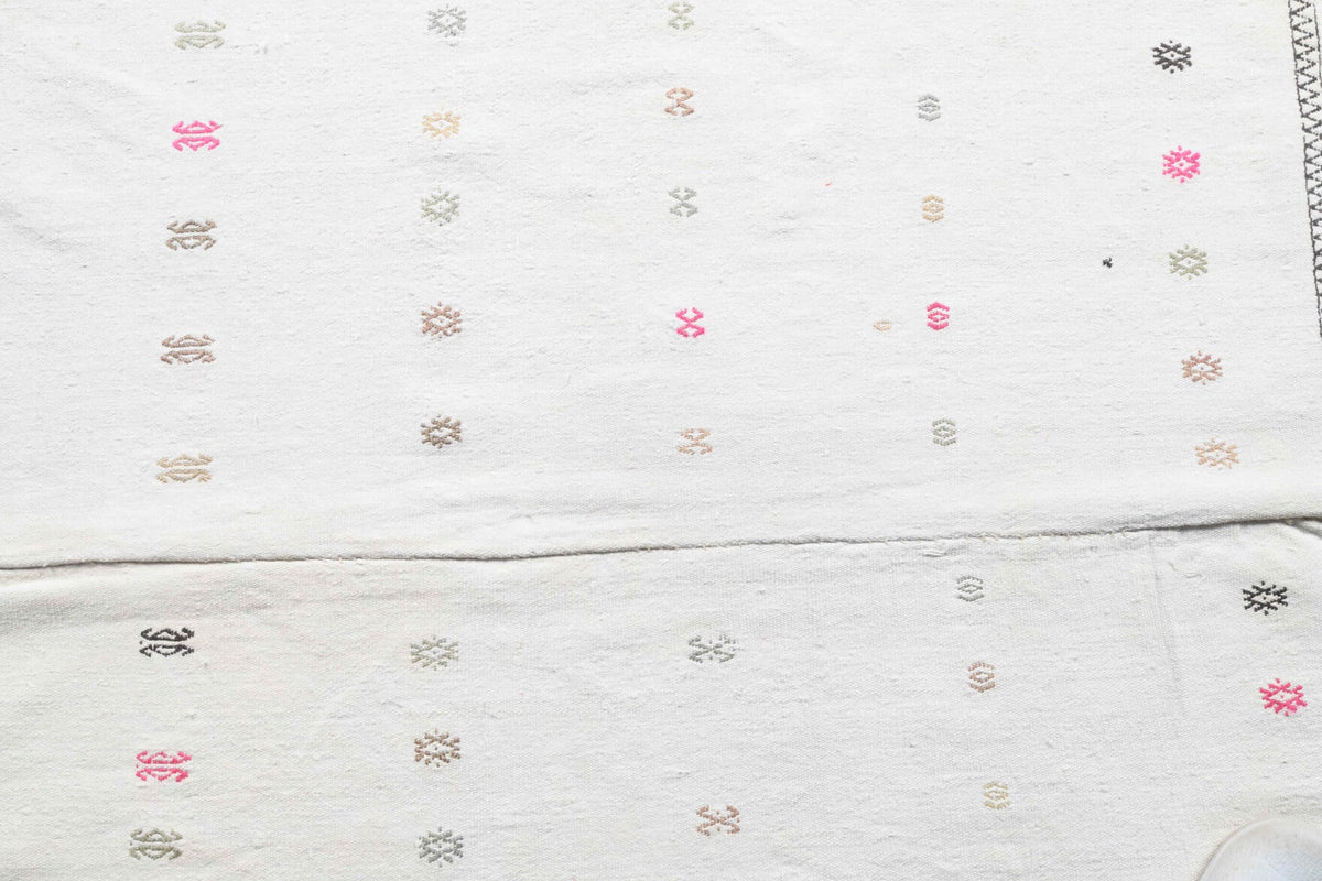 El yapımı vintage halı 122x140 cm i̇kat desenli yün - desen detayı