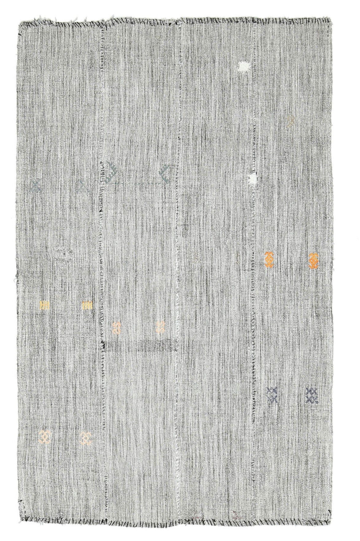 El yapımı vintage halı 119x201 cm düz desenli yün - üstten görünüm